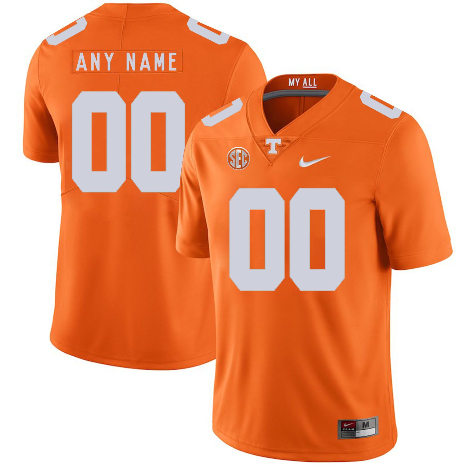 Men Tennessee Volunteers #00 Any name Orange Customized NCAA Jerseys->customized ncaa jersey->Custom Jersey